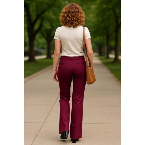7th Avenue Design Studio Size 4 Burgundy Chino Dress Pants Stretch Work Trousers - Picture 3 of 9